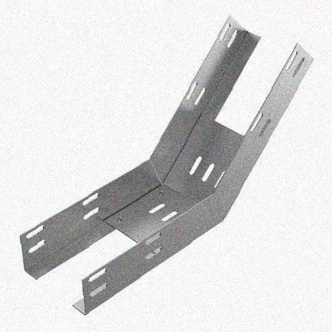 Лоток перфорированный КП 50х50-45 УТ1,5 для поворота трассы вверх на 45, оцинкованный лист S1,0