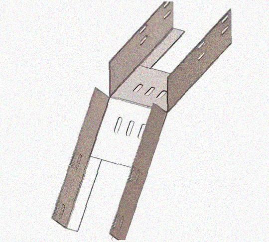 Лоток перфорированный КС 50х50-45 УХЛ1 для поворота трассы вниз на 45, оцинкованный лист S0,8