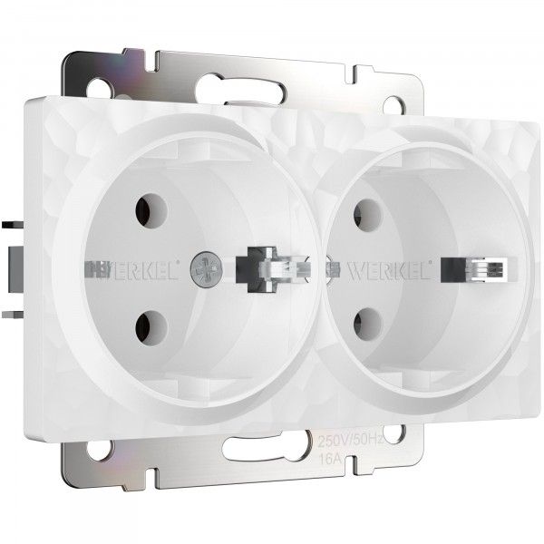 Hammer Механизм розетки без лицевой панели СУ 2 мест. с зазем. 16А Белый IP20 Werkel