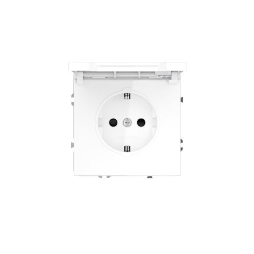 Розетка встраиваемая Voltum S70 с заземлением, защитными шторками и крышкой 16А, (белый глянцевый)