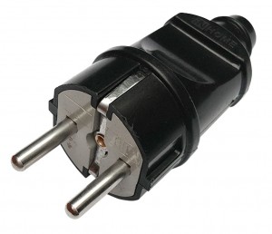 Вилка прямая земля 16А черная 4240 InHome ASD 