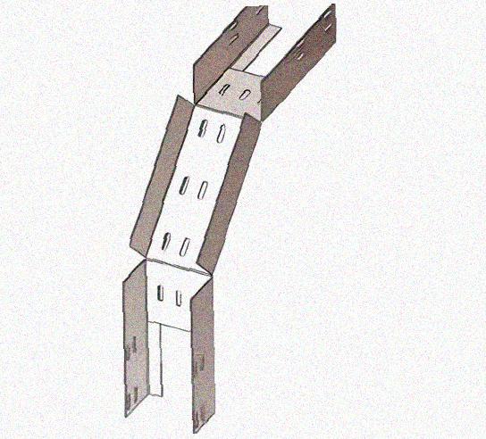 Лоток перфорированный КС 100х100-90 УХЛ1 для поворота трассы вниз на 90, оцинкованный лист S1,5