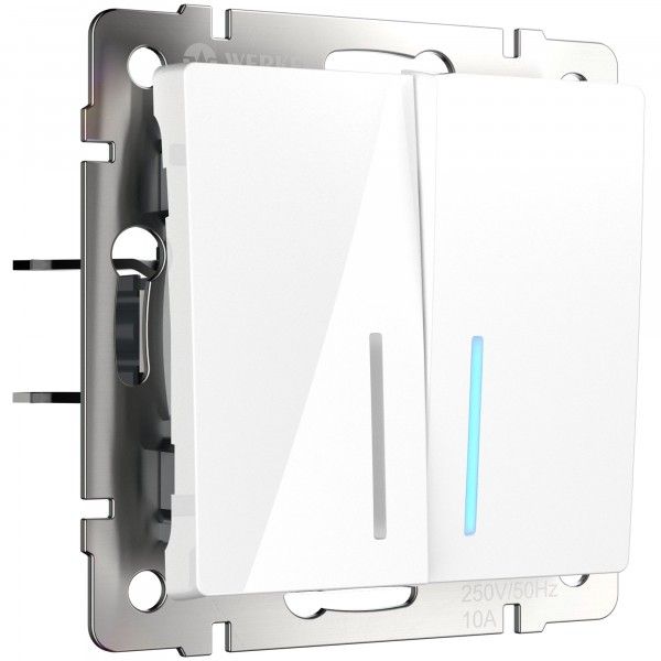 Встраиваемые механизмы Выключатель СУ 2 кл. с подсветкой 10А Белый IP20 Werkel