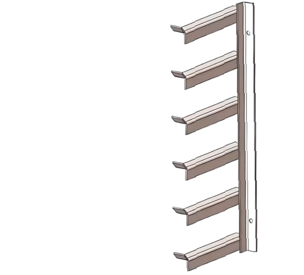 Кронштейн полочный для вертикальных стен П5В10У УТ1,5, окрашенный ОС-12-03 П, 10 полок, L 1700, полка L 508