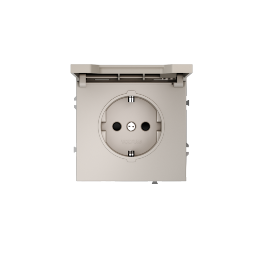 Розетка встраиваемая Voltum S70 с заземлением, защитными шторками и крышкой 16А, (кашемир)