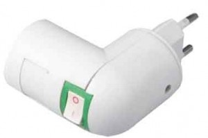 Переходник вилка-патрон E27 с выключателем белый Ecola