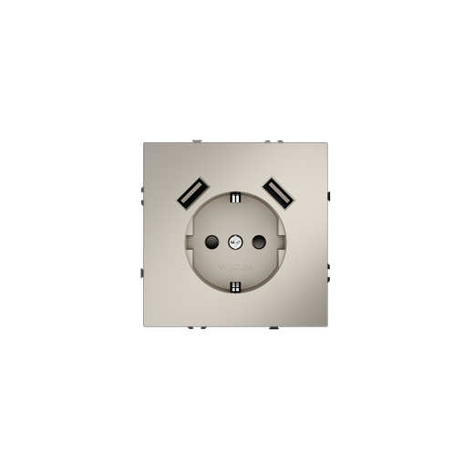 Розетка встраиваемая Voltum S70 с заземлением и защитными шторками, 16А, с USB, A+A, (кашемир)