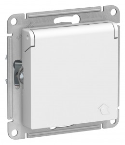 ATLASDESIGN Механизм розетки без лицевой панели СУ 1-м земля, шторки, крышка 16А белый IP20 (кр.15шт) Schneider Electric