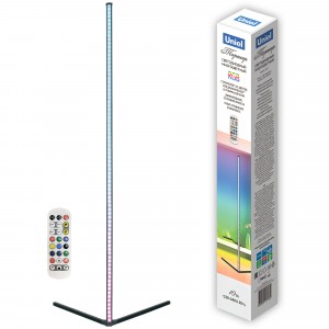 Светильник светодиодный напольный торшер 10Вт сенсор/диммер, RGB, пульт ДУ, черный Uniel 