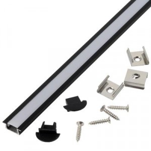 Профиль врезной+рассеив.+аксес. 2000х22x7мм черный 2м General 