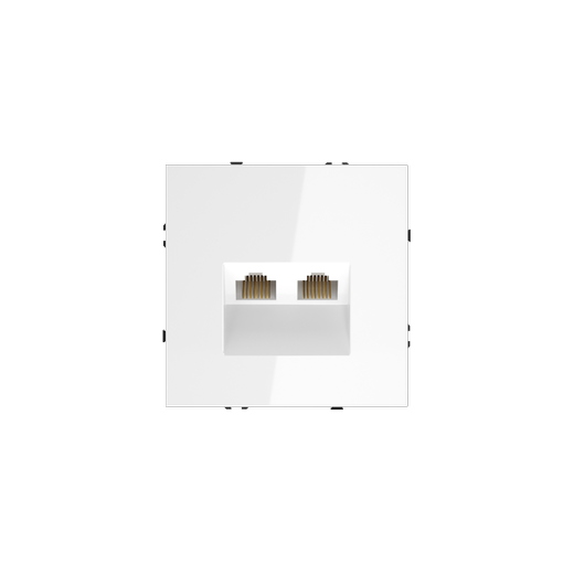 Розетка компьютерная встраиваемая Voltum S70 двойная RJ45+RJ45 КАТ.6, (белый глянцевый)