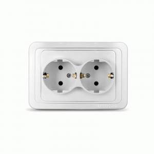 Валери Розетка 2 местная СП с/з, без шторок 16А белая IP20 UNIVersal