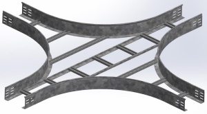 Крестообразный разветвитель для лестничного лотка НЛО 300х100х3000 радиус 600 мм, толщ. 1,5 мм, гор. цинк Ostec