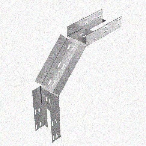 Лоток перфорированный КС 75х50-90 УТ1,5 для поворота трассы вниз на 90, оцинкованный лист, S1,0