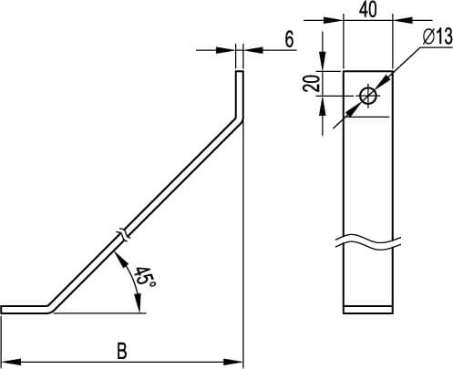 Укосина для консолей и подвесов, 300 мм, горячеоцинкованная DKC