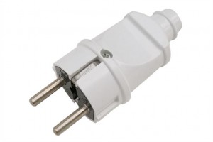 Вилка 16А 250В (АБС-пластик, прямая, белая, земля) (кр.30шт) General