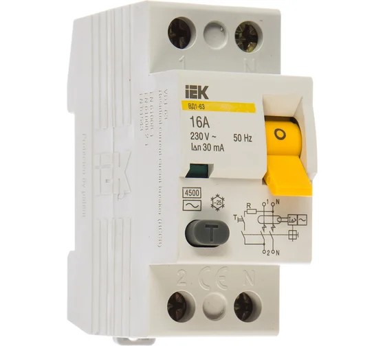 Устройство защитного отключения УЗО ВД1-63 2П 16А 30мА Home IEK