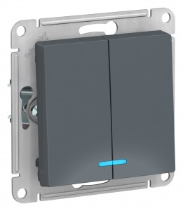 ATLASDESIGN Механизм выключателя СУ 2 кл. с подсветкой 10А грифель IP20 Schneider Electric