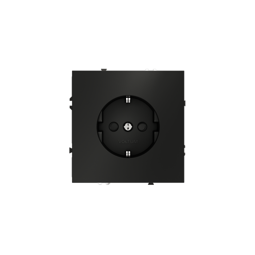Розетка встраиваемая Voltum S70 с заземлением и защитными шторками, 16А, (черный матовый)