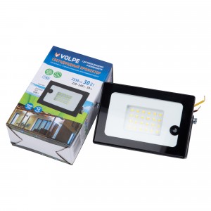 Прожектор светодиодный 30W(2550lm) 6500K датчик движ алюминий/черный Volpe