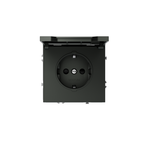 Розетка встраиваемая Voltum S70 с заземлением, защитными шторками и крышкой 16А, (титан)