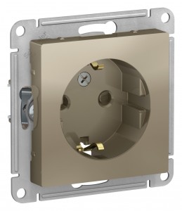 ATLASDESIGN Механизм розетки без лицевой панели СУ 1-м с заземл, защ. шторки 16А шампань IP20 Schneider Electric