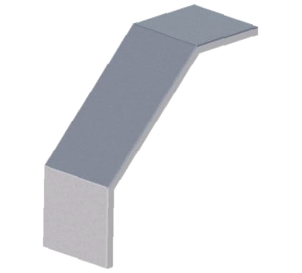 Короб для поворота трассы вниз на 45 У1118 200х100-45 УХЛ1, оцинкованный лист, S1,5