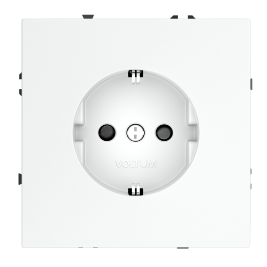 Розетка встраиваемая Voltum S70 с заземлением и защитными шторками, 16А, (белый матовый)