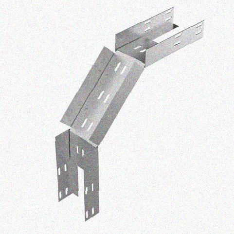 Лоток перфорированный КС 250х65-90 УТ1,5 для поворота трассы вниз на 90, оцинкованный лист S1,5