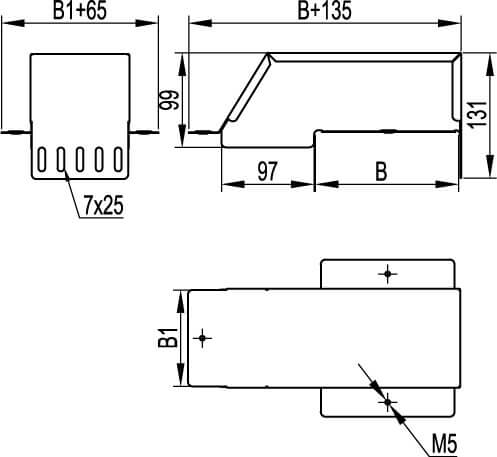 Ответвитель-крышка Т-обр - переходник DDT 300/200, горячеоцинкованный DKC