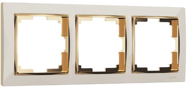 Snabb Рамка горизонт/вертик 3 пост . слоновая кость/золото IP20 Werkel