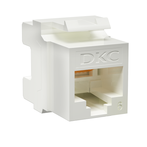 Модуль Keystone RJ45 CAT6 неэкранированный, 180 градусов, белый (форм-фактор A10) DKC