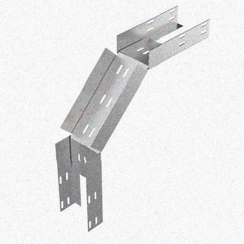 Лоток перфорированный КС 50х50-90 УТ1,5 для поворота трассы вниз на 90, оцинкованный лист S1,0