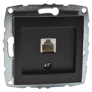 Despina/Larissa Механизм розетки без лицевой панели СУ телеф. 1 мест . графит IP20 Mono