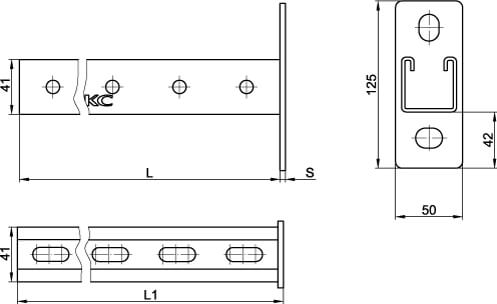 Консоль одиночная, 41х41, осн.400 мм, горячеоцинкованный DKC