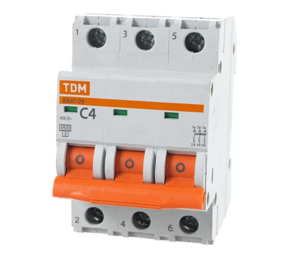 Выключатель автоматический ВА МОД ВА47-29 3П 4А 4,5кА С TDM