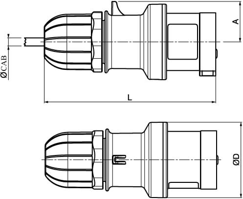 Вилка кабельная с безвинтовыми клеммами IP44 32A 3P+E+N 400В DKC