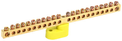 Шина PE "земля" на одном угловом изоляторе ШНИ-6х9-22-У1-Ж IEK