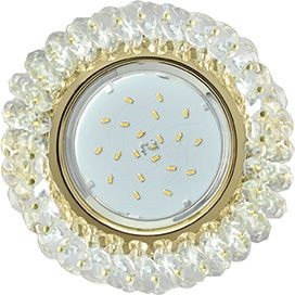 Св-к GX53 H4 Стекло круг с хрусталиками прозрачный золото 56x120 Ecola