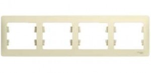 GLOSSA  Рамка горизонтальная 4-м . бежевый IP20 Schneider Electric