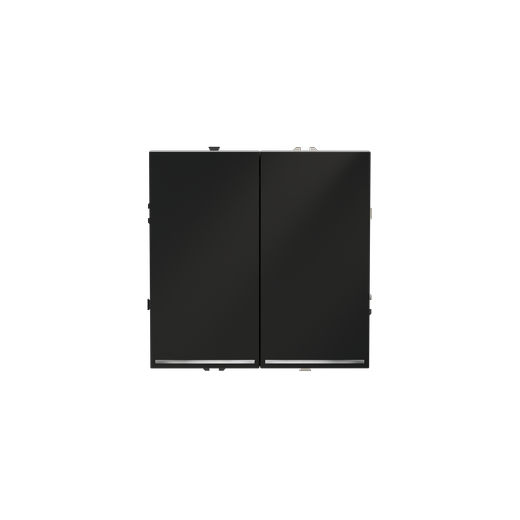 Проходной переключатель встраиваемый Voltum S70 двухклавишный с подсветкой 10А, (черный матовый)