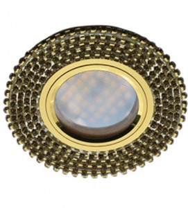 Св-к MR16 GU5.3 DL1662 Стекло Круг с прозр. страз. золото зеркало/золото Ecola