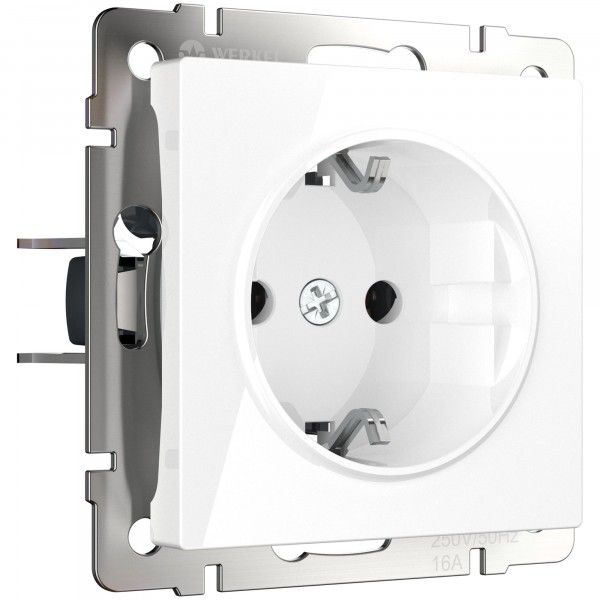 Встраиваемые механизмы Розетка СУ 1 мест. зазем, безвинтовой зажим 16А Белый IP20 Werkel