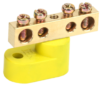 Шина PE "земля" на одном угловом изоляторе ШНИ-6х9-4-У1-Ж IEK