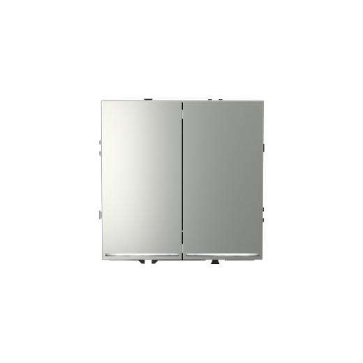 Выключатель встраиваемый Voltum S70 двухклавишный с подсветкой 10А, (сталь)