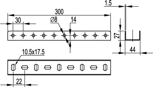 Соединитель П-образного профиля PSL/PSM, L 300, горячеоцинкованный DKC
