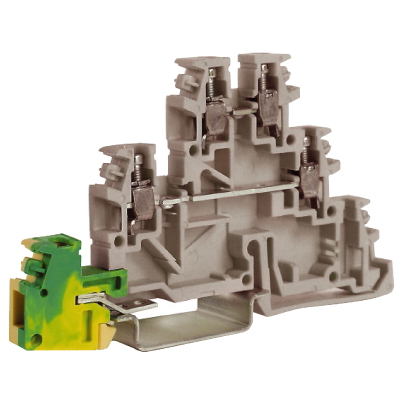 TDE.2GR, 2 уровня+земля, проходной зажим серый 2,5 кв.мм DKC