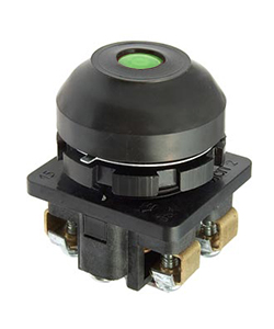Выключатель кнопочный КЕ-081 У2 исп.2, зеленый, 1з+1р, цилиндр, IP54, 10А, 660В Электротехник
