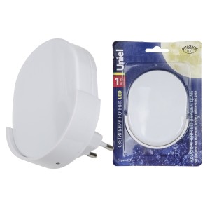 Светильник-ночник 1W Овал 220V фотосенсор пластик белый DTL-316 Uniel