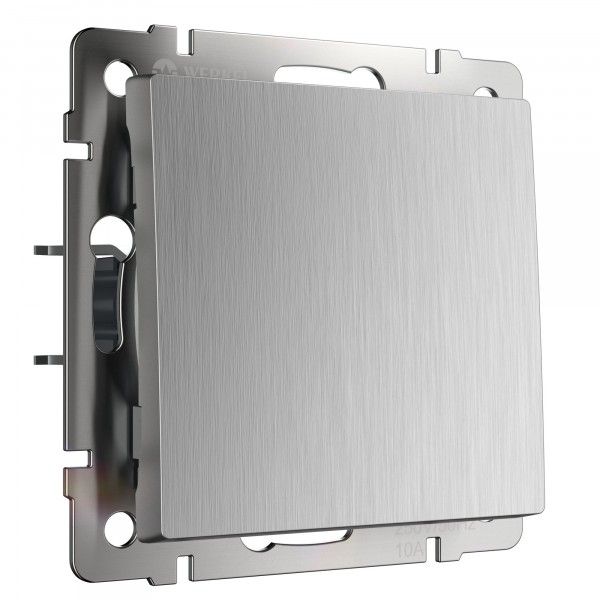 Встраиваемые механизмы Выключатель СУ 1 кл. проходной 10А cеребряный рифленый IP20 Werkel